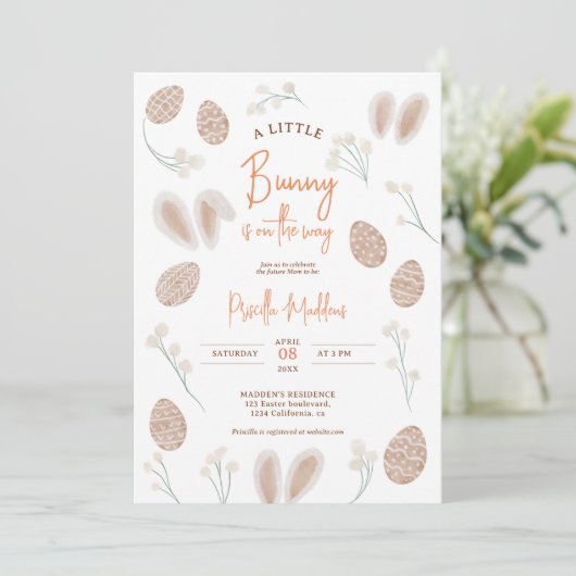 かわいいスカンジイースターの卵の赤ちゃんシャワーシックな水色 招待状 (スタンド正面)