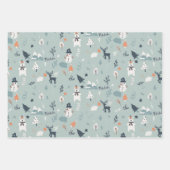 かわいいスカンジウィンタークリスマスパターンイラストレーション ラッピングペーパーシート (正面)
