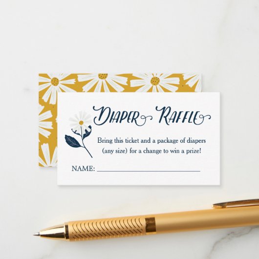 かわいいスカンジデイジーおむつラッフルチケット エンクロージャーカード (正面/裏面インサイチュ)