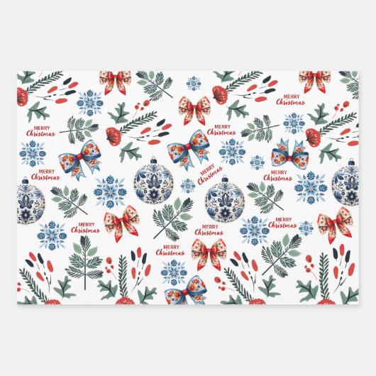 かわいいスカンジナビアのクリスマス居心地 ラッピングペーパーシート (正面)