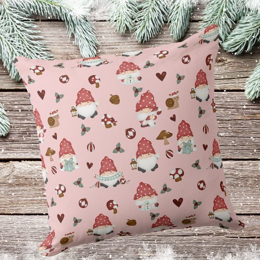 かわいいスカンジナビアのクリスマス格言ピンク クッション