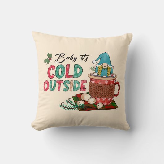 かわいいスカンジナビアのクリスマス格言&ホットココア クッション (正面)