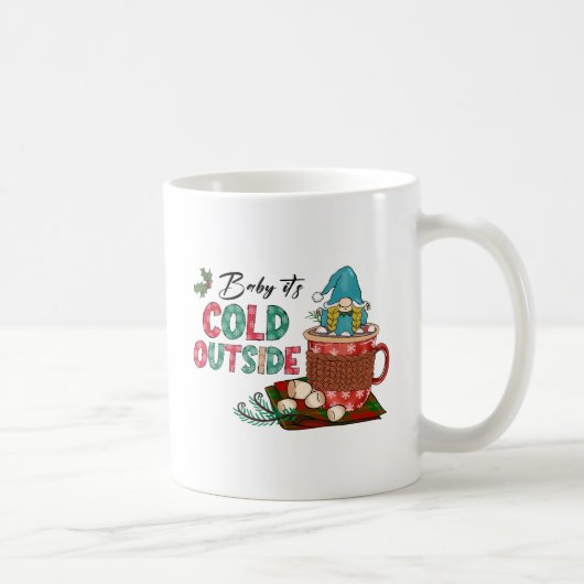 かわいいスカンジナビアのクリスマス格言&ホットココア コーヒーマグカップ (右)