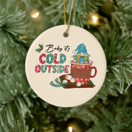 かわいいスカンジナビアのクリスマス格言&ホットココア セラミックオーナメント (ツリー)