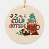 かわいいスカンジナビアのクリスマス格言&ホットココア セラミックオーナメント (正面)
