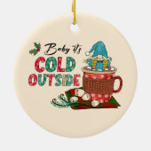 かわいいスカンジナビアのクリスマス格言&ホットココア セラミックオーナメント (裏面)