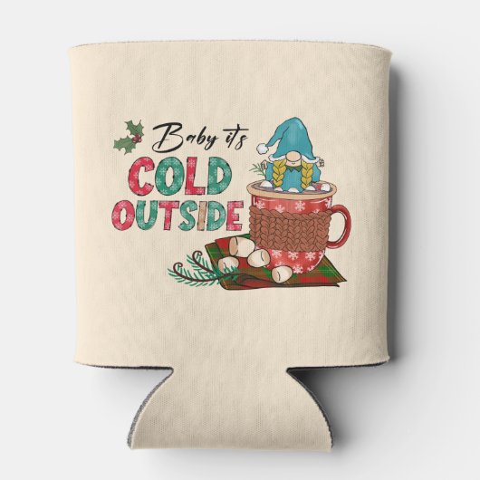 かわいいスカンジナビアのクリスマス格言&ホットココア 缶クーラー (裏面)