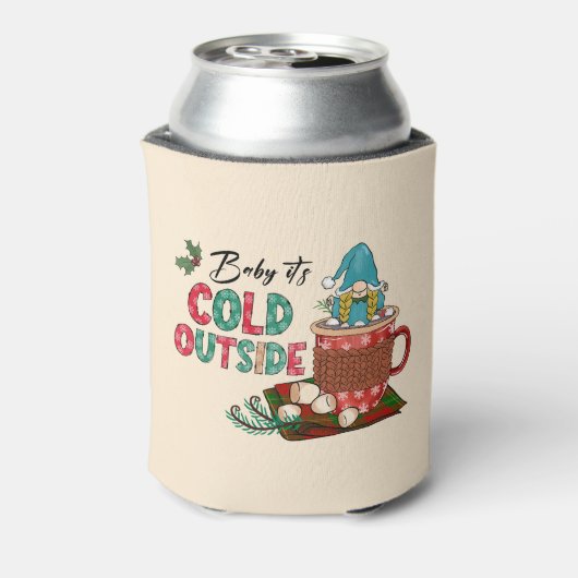 かわいいスカンジナビアのクリスマス格言&ホットココア 缶クーラー (缶裏面)