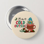 かわいいスカンジナビアのクリスマス格言&ホットココア 缶バッジ (正面&裏面)