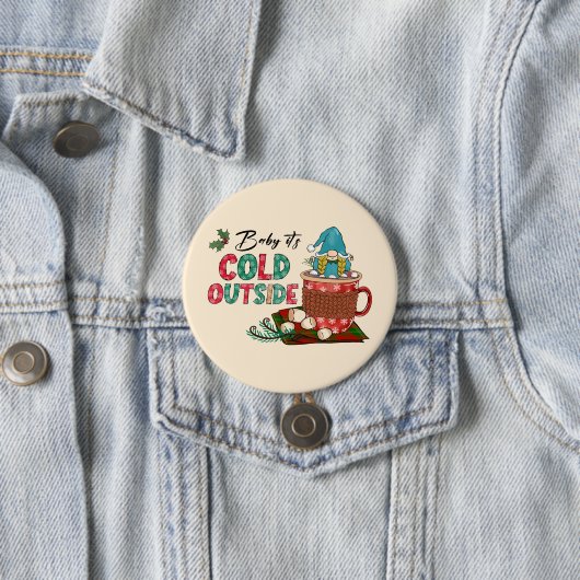 かわいいスカンジナビアのクリスマス格言&ホットココア 缶バッジ (インサイチュ)