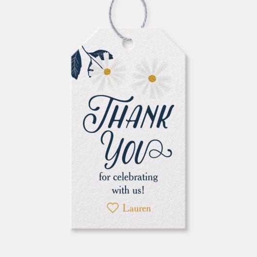 かわいいスカンジナビアのデイジー感謝祭タグ ギフトタグ (正面)