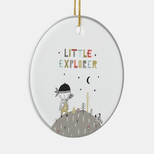 かわいいスカンジナビアの小さな探検家の子供 セラミックオーナメント (右)