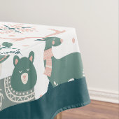 かわいいスカンジナビアの森林地帯の動物の雪片 テーブルクロス (インサイチュ)
