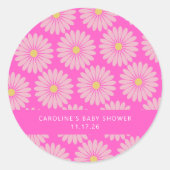 かわいいスカンジナビアの花ピンクカスタムの赤ちゃんシャワー ラウンドシール (正面)