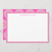 かわいいスカンジナビアの花ピンクパーソナライズされたの名前 サンキューカード (正面/裏面)