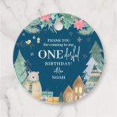 かわいいスカンジナビア冬1歳の誕生日ありがとう フェイバータグ (正面)