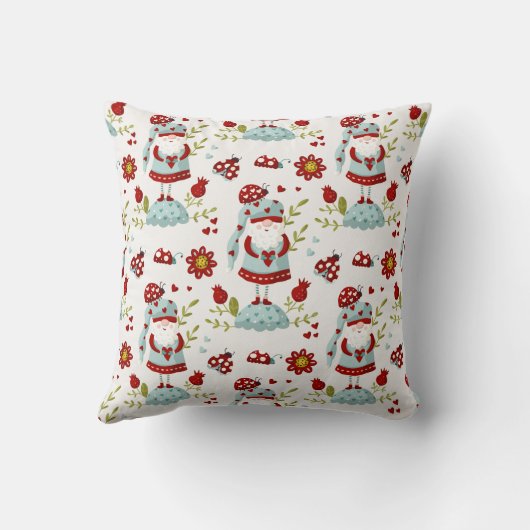 かわいいスカンジナビア格言と自然パターン クッション (裏面)