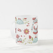 かわいいスカンジナビア格言と自然パターン フロストグラスマグカップ (正面左)