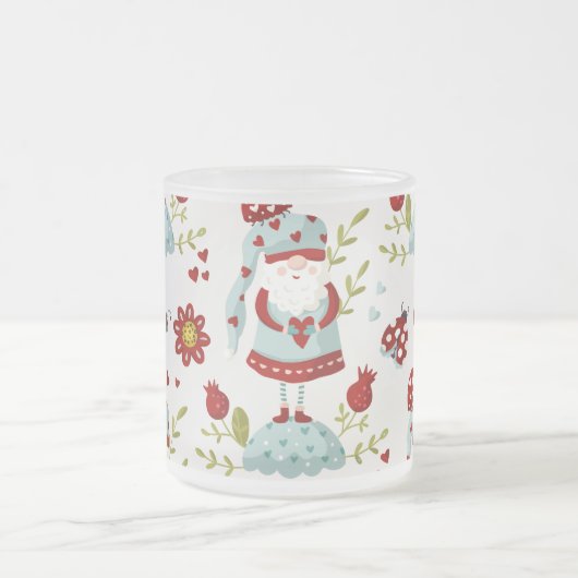 かわいいスカンジナビア格言と自然パターン フロストグラスマグカップ (中央)