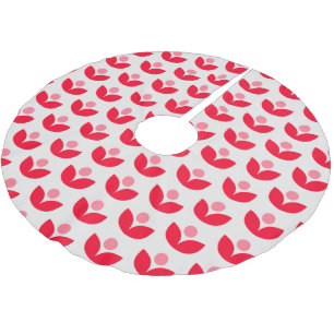 かわいいスカンジナビア植物幾何学アートピンクレッド ブラッシュドポリエステルツリースカート