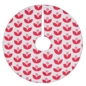 かわいいスカンジナビア植物幾何学アートピンクレッド ブラッシュドポリエステルツリースカート (正面)