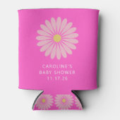 かわいいスカンジナビア花ピンク赤ちゃんシャワーカスタム 缶クーラー (正面)