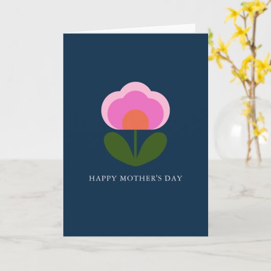 かわいいスカンジナビア風の花が編集できる母の日カード カード (黄色い花)