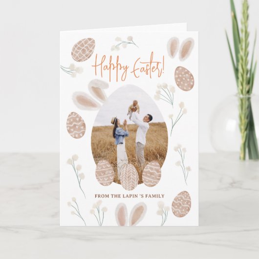 かわいいスカンジハッピーイースター卵の水のカラー写真 シーズンカード (正面)