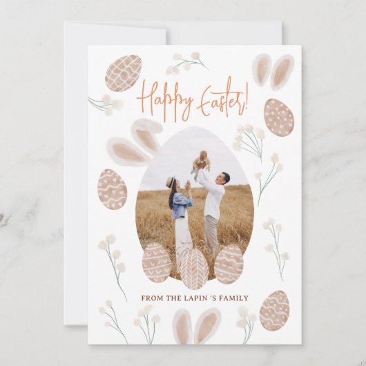 かわいいスカンジハッピーイースター卵の水のカラー写真 シーズンカード (正面)