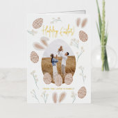 かわいいスカンジハッピーイースター卵の水のカラー写真 箔グリーティングカード (正面)