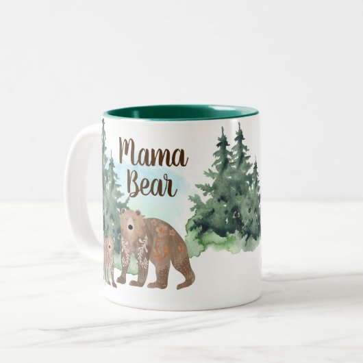 かわいいスカンジベアーウッドランドフォレストマママベア ツートーンマグカップ (正面左)