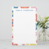 かわいいスカンジボヘミアンフォークフラワーパターン 便箋 (スタンド正面)