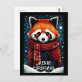 かわいいスカーフレッドパンダスノーウィークウィンタークリスマス ポストカード (正面/裏面)