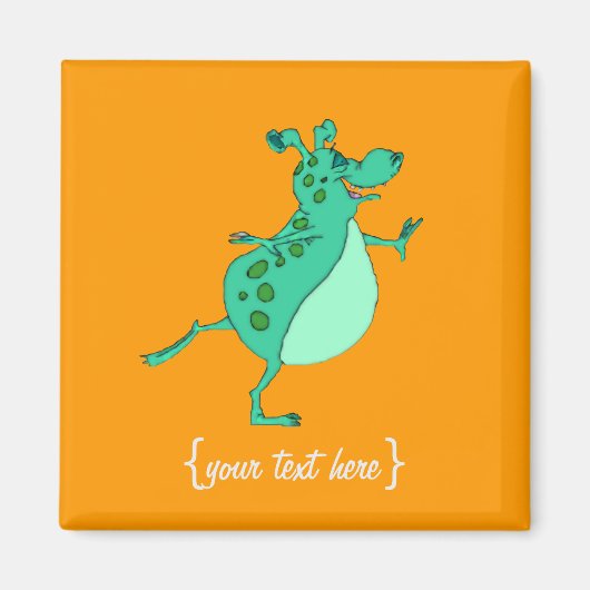 かわいいスキップグリーンエイリアン マグネット (正面)