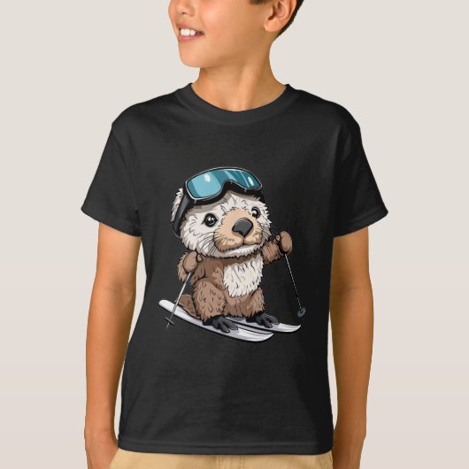 かわいいスキーのラッコ Tシャツ (正面)