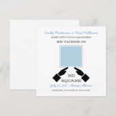 かわいいスクエアな結婚式のお知らせ（ライトブルー）,  招待状 (正面/裏面)