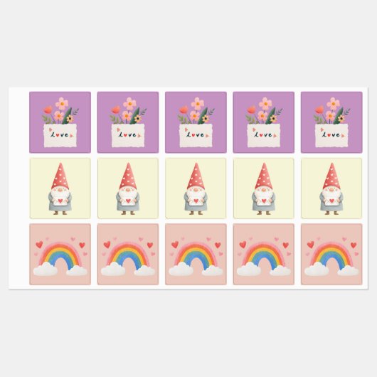 かわいいスクエアステッカー ラベル (シート)