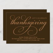 かわいいスクリプトの感謝祭ディナーの招待状 招待状 (正面/裏面)