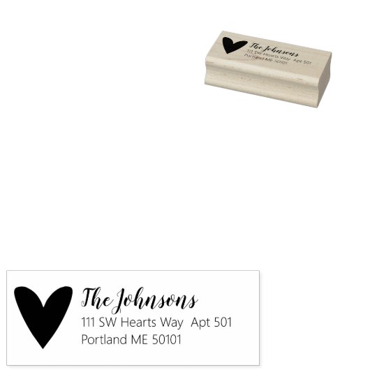 かわいいスクリプトタイポグラフィハート差出人住所 ラバースタンプ (押印)