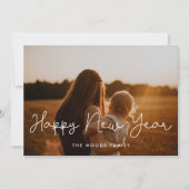 かわいいスクリプトハッピーニューイヤー年末年始の写真カード シーズンカード (正面)