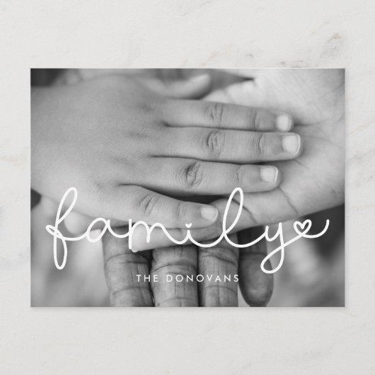 かわいいスクリプトファミリーの写真の休日 ポストカード (正面)