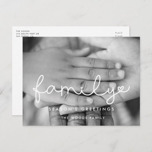 かわいいスクリプトファミリーの写真 シーズンポストカード (正面/裏面)