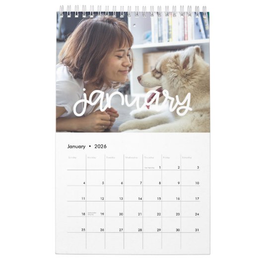 かわいいスクリプトファミリー写真カレンダー2026 カレンダー (1月 2026)