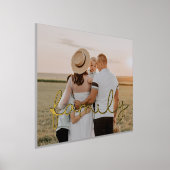 かわいいスクリプトファミリー写真金ゴールド文字オーバーレイ 箔ポスター (レイダウン)