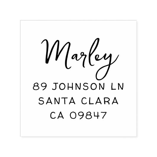 かわいいスクリプトファミリ名と手書きアドレス セルフインキングスタンプ (デザイン)