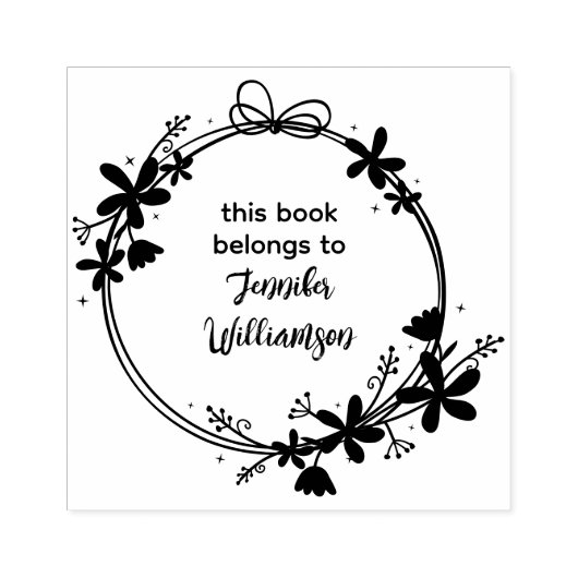 かわいいスクリプトフローラリースこの本は属している ラバースタンプ (インプリント)