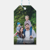 かわいいスクリプトメリークリスマスフォトパーソナライズされたー ギフトタグ (正面)