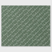 かわいいスクリプトメリークリスマスホリデーツリーパターン ラッピングペーパー (フラット)