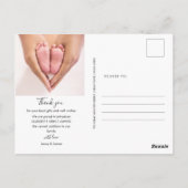 かわいいスクリプト写真 赤ちゃん誕生のお知らせ ポストカード (裏面)