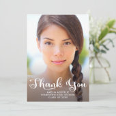 かわいいスクリプト卒業式2枚の写真感謝カード 招待状 (スタンド正面)